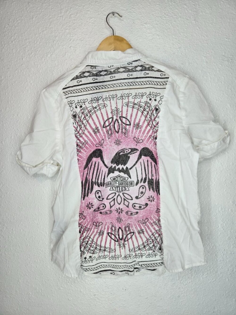 Vintage Harley Davidson Pearl Snap Mesh Performance Back Shirt